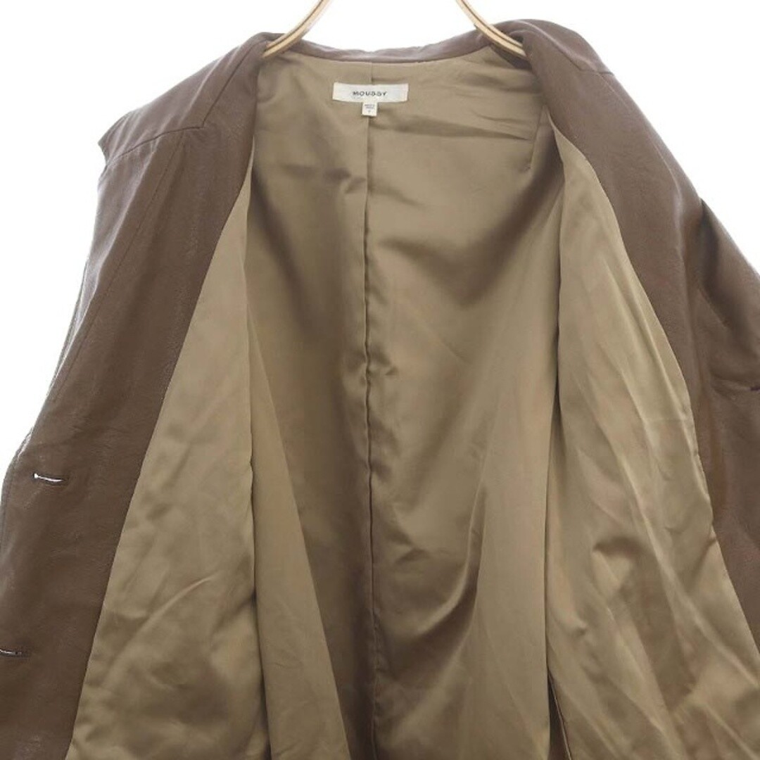 MOUSSY VINTAGE LIKE F LEATHER FAUX JACKET WITH BELT BROWN ES MOUSSY VINTAGE LIKE F LEATHER FAUX JACKET WITH BELT BROWN ES