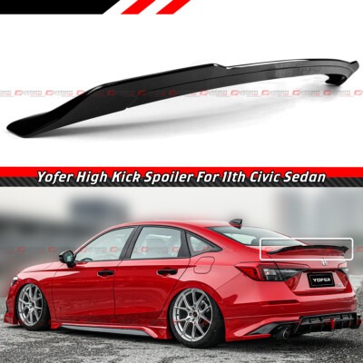 FOR 22-26 Honda Civic Sedan Yofer Gloss Black High Kick Duckbill Trunk Spoiler