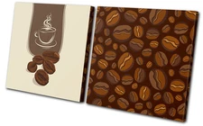 Food Kitchen Coffee Beans Design MULTI CANVAS WALL ART Picture Print VA