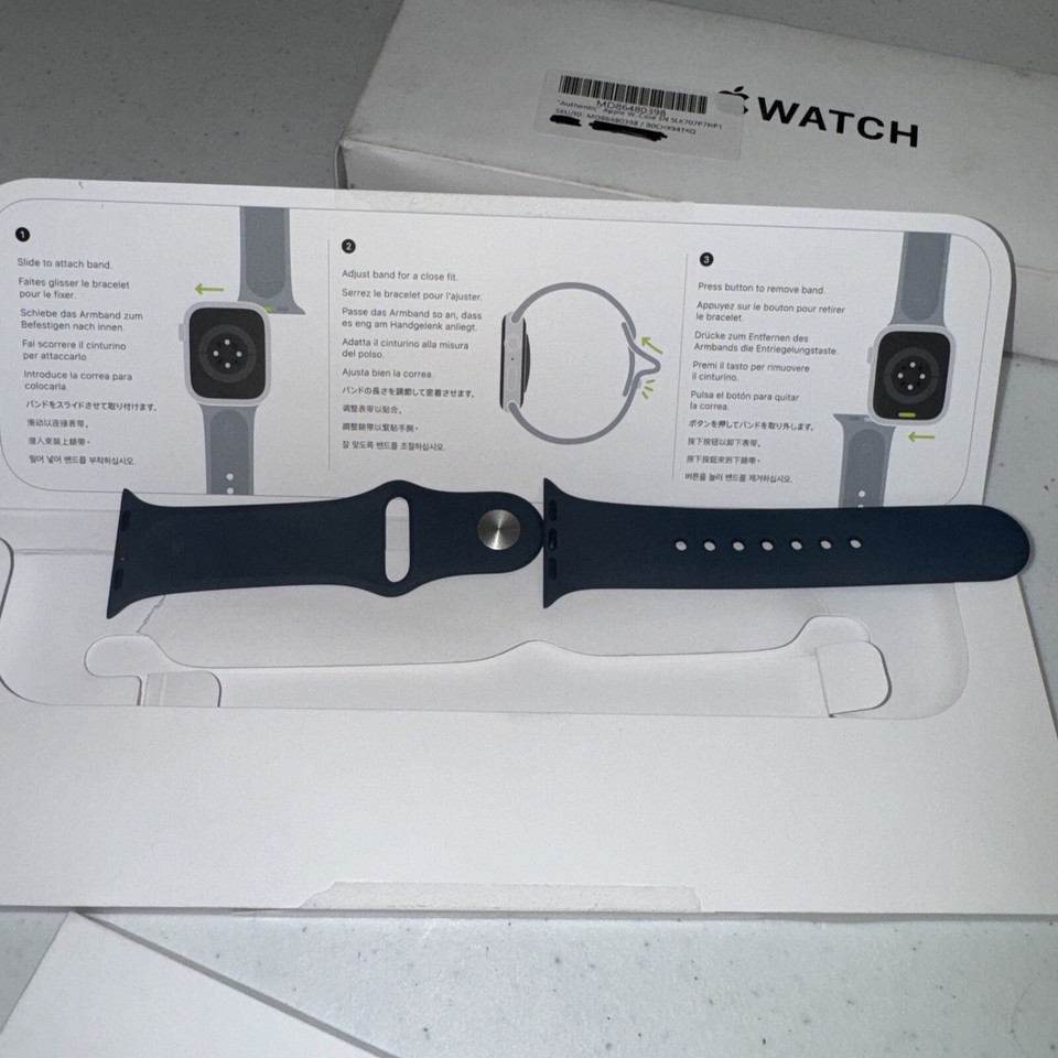 Apple Watch SE 2nd Gen 40mm Silver Aluminum Case Storm Blue Sport Band