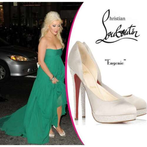 Escarpins satinés 1875 $ NEUFS Christian Louboutin EUGENIE STRASS chaussures nues SWAROVSKI 39 - Photo 1/19