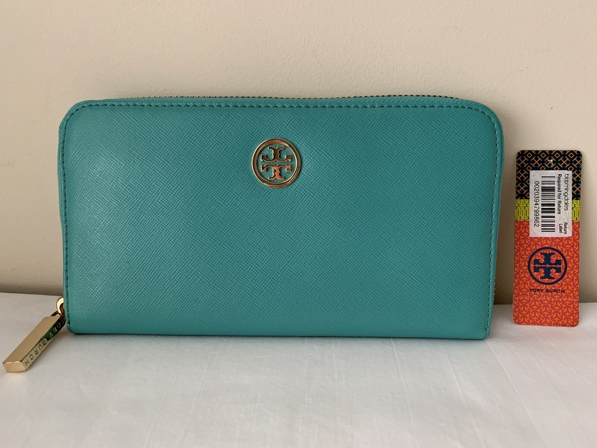 NWT Authen Saffiano Tory Burch Robinson Zip Around Wallet