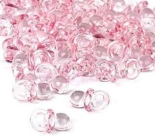 0.5 x 0.75 Inch Plastic Mini Clear Pink Baby Pacifiers Bulk 144 Pieces