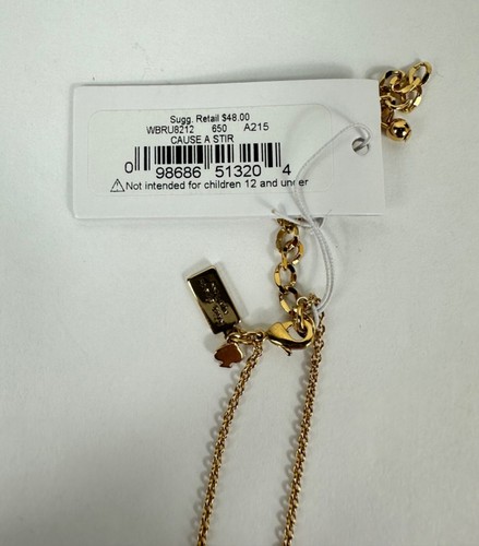 Kate Spade Necklace Cause A Stir Coral Pink Cushion Cut Pendant Gold Tone - Picture 3 of 4