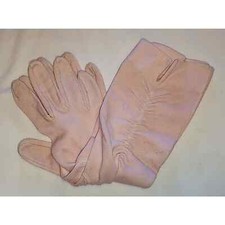 Vintage 50s Soft Pink Nylon Fabric Ruched Midlength Gloves Mid Century 6.5 7