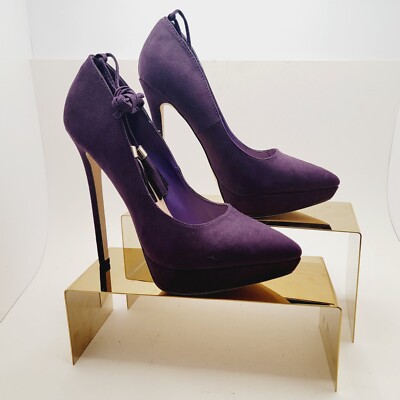 Izabella Rue Verlena Purple Faux Suede Platform Pumps w Wrap Around Straps 7.5