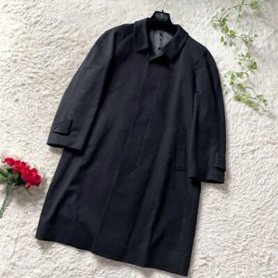 Balmacaan coat, 100% cashmere, concealed placket, black, size M so