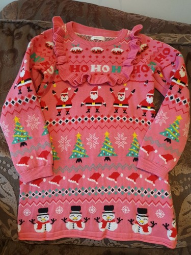 Next Pink Girls Christmas Jumper Dress 