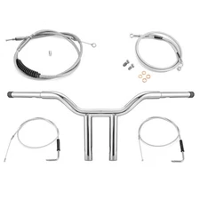 14" Rise MX-T Bar Handlebar Control Cable Kit For Harley Dyna Wide Glide Non-ABS