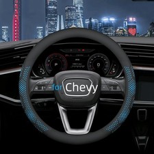 Leather Steering Wheel Cover for Chevy Silverado 1500 2500 3500, 14.5-15 inch...