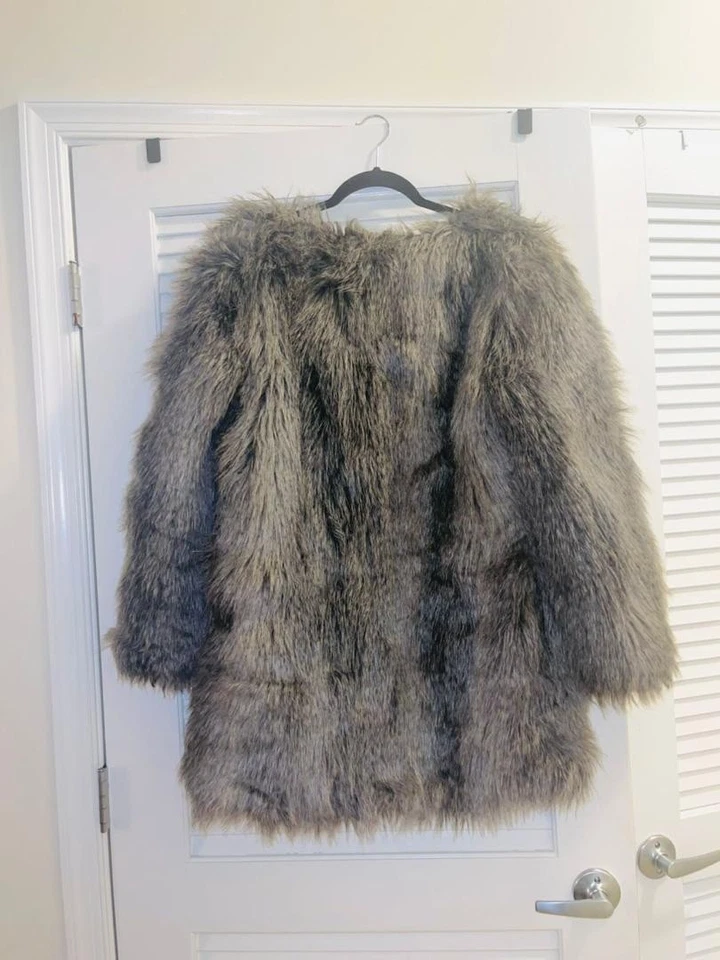 De Colección American Signature Gris Imitación Piel Lujosa Medio Abrigo Chaqueta Para Mujer Talla Grande Foto 2 de 2