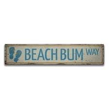 Beach Bum Way Rustic Distressed Sign, Personalized Wood Sign