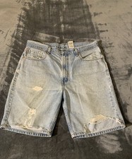 Vintage Distressed Levi's 505 Denim Shorts Mens 36 Light Wash Jorts