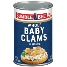 Whole Baby Canned Clams, 10 Oz Can - Ready to Eat - 14G Protein per Serving - Gl