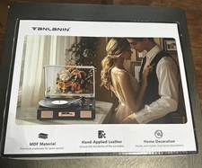 Tanlanin Vinyl Record Player Bluetooth Turntable with Built in Stereo Speakers
