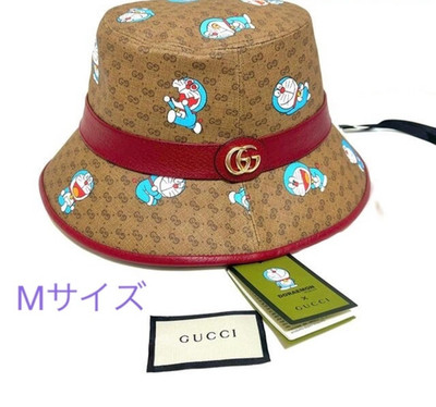DORAEMON x GUCCI GG Supreme Canvas Bucket Hat Brown Size:M New