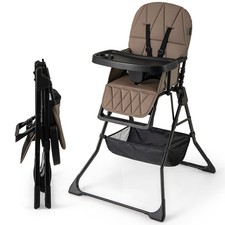 COSTWAY Foldable High Chair Easy Clean Compact Highchair with Tray