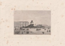 c1850 Der eherne Reiter Sankt Petersburg Peter der Große Stahlstich-Ansicht