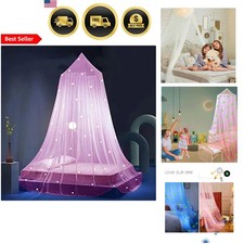 Glow in The Dark Bed Canopy Stars for Girls Princess Mosquito Net Pink