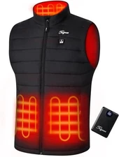 Telguua Men's Heated Puffer Vest, 4 Heating Zones, Size Medium, Black - NWT