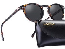 CARFIA Retro Polarized Sunglasses for One Size, R1: Grey Lens Tortoise Frame