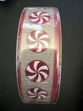 Sams Club Members Mark Premium Ribbon 50 Yards 1.5 I Wired Edge Peppermint New