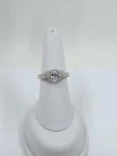 Epiphany Diamonique Oval Cut Cubic Zirconia Vintage Style Ring Platinum Plated