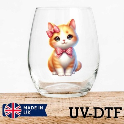 Ostern Katze 8 Stück UV DTF Aufkleber - Glas Laptop Becher Tasse vl870