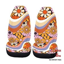 Abstract Hippie Daisy Flower 2pcs Car Seat Covers Front Twirl Daisy Flower Abstract Hippie Daisy Flower 2pcs Car Seat Covers Front Twirl Daisy Flower