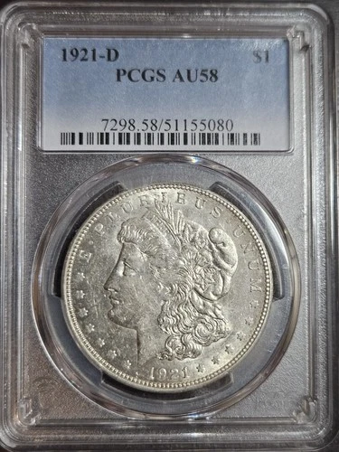 1921-D Morgan Silver Dollar PCGS AU58