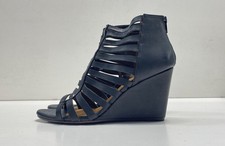 Sandali donna Coclico Elsa neri in pelle con zip e zeppa misura 7,5