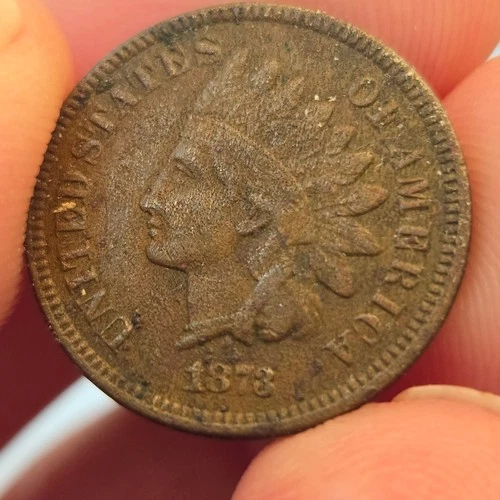 1873 closed 3 Indian Cent AU light corrosion