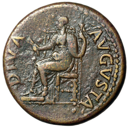 Augustus Dupondius unter Claudius I. ""Livia inthronisiert"" knapp
