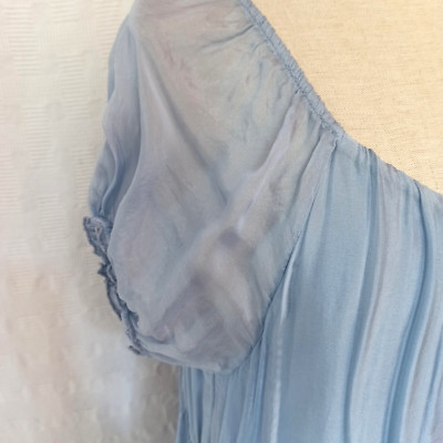 Chiffon Kleid   Elegant Damen Tunika Hell Blau von Be Inn B626N Größe 36,38,S