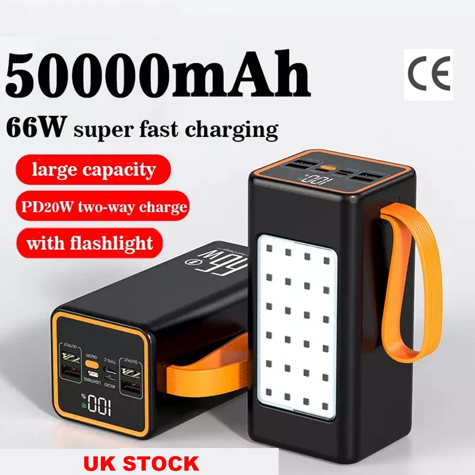 50000mAh Power Bank 66W PD Fast Charging for phone Outdoor Camping Power Supply - Image 2 of 4