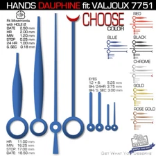 HANDS SET FOR MOVM. ETA VALJOUX 7751, DAUPHINE, 6 COLORS TO CHOOSE