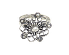 MEXICO 925 Sterling Silver Vintage Swirl Floral Motif Band Ring Sz 7 RG18039