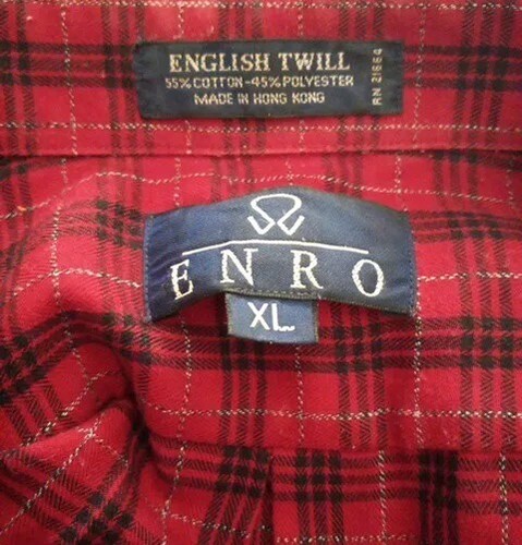 ENRO Shirt Men's Extra Large Long Sleeve Button Up Red Plaid (36) - Picture 2 of 4