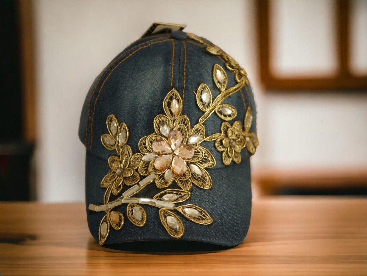 Olivia & Kate New York Blue Denim Rhinestone Star Cowgirl Hat Personalized Recycled Denim Cowboy Hat: Rhinestone Festival  main image 3
