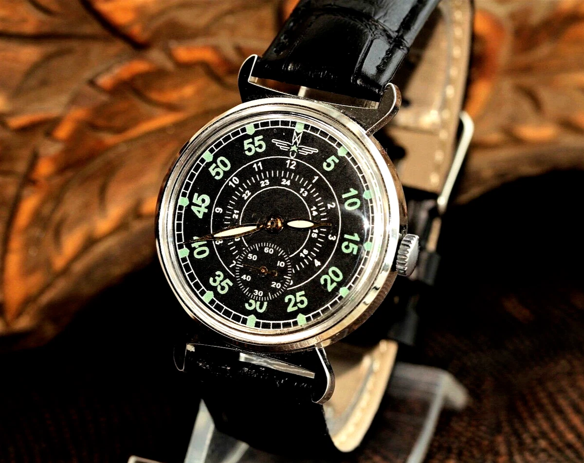 Wrist Watch Pobeda Zim 2602 cal Green Men s Mechanical Military Pilot