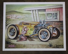 Out of Print Signed Keith WEESNER poster vtg 1930 1931 Ford Hot Rod coupe oop