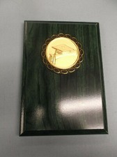 graduate trophy plaque 5 x 7 deep hunter green gold metal relief