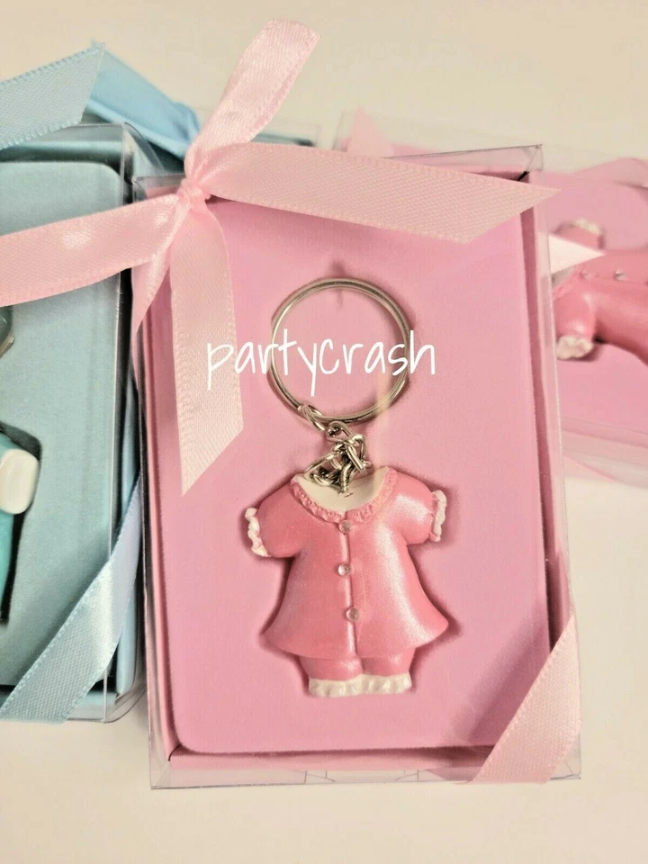 12 piezas Baby Shower Recuerdo Favores Niña Vestido Niño Mono Llavero Recuerdos   Foto 2 de 4