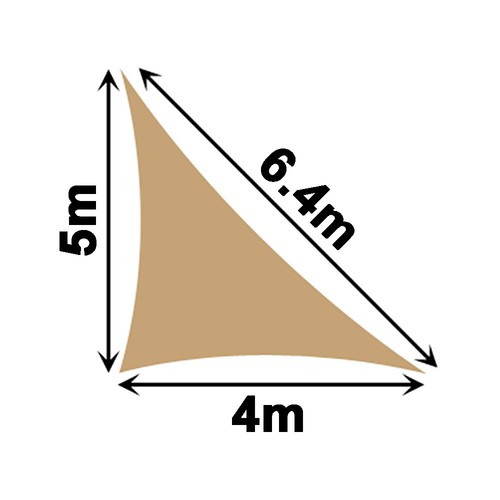 Extra Heavy Duty Shade Sail - Sand Right Angle Triangle 4m x 5m x 6.4m, 4x5x6.4m - Picture 3 of 5