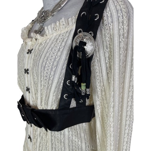 LIP SERVICE EMO ROCKER PUNK ROCKER GOTHIC RAVE LACE UP VEGI LEATHER HARNESS VEST - Picture 6 of 11