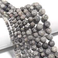 Natural Stone Gray Map Jasper Round Spacer Bead for Jewelry Making 4 6 8 10 12mm