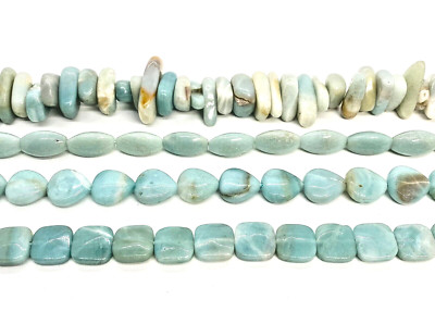 Natural Amazonite SQUARES TEARDROPS TRI-BARRELS CHIPS Approx. 16'' Strands