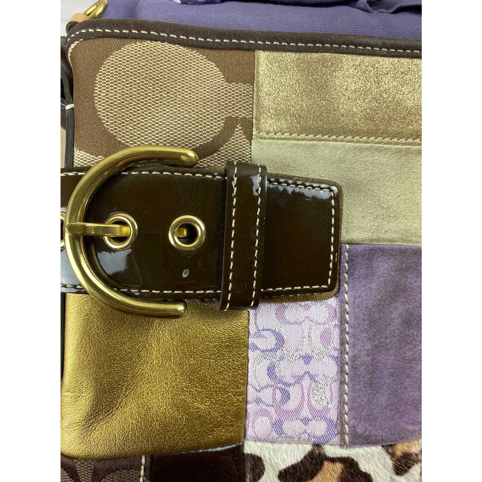 Coach Authentic Patchwork Purple Brown Shoulder/C… - image 6