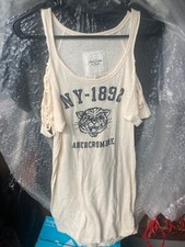 New Women Abercrombie &Fitch medium cream color T-shirt dress off shoulders