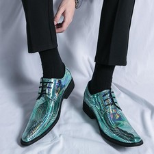 Mens British Pointy Toe Dress Business Lace Up Shiny Color Formal Wedding Shoes